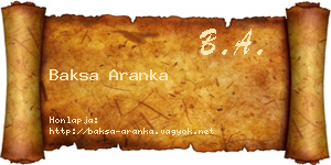 Baksa Aranka névjegykártya