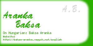 aranka baksa business card